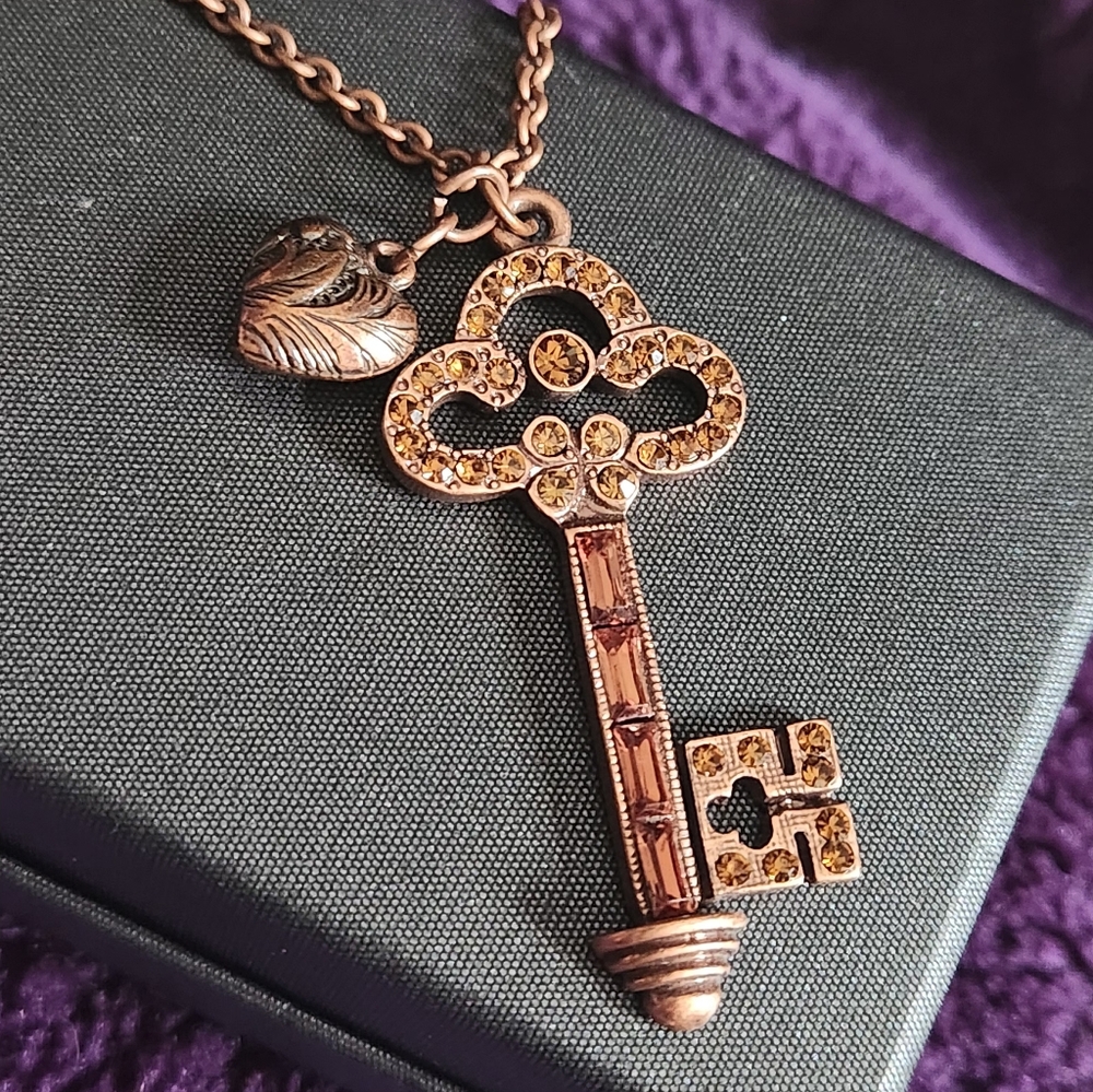 2/$30 1928 Copper-Tone  Key Pendant  Necklace